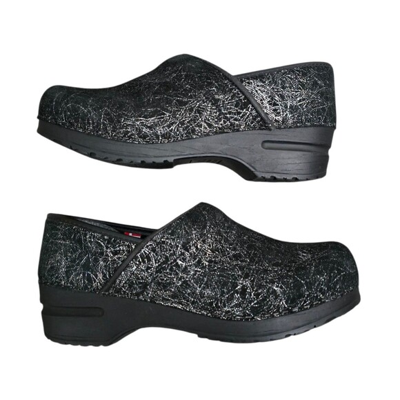 Sanita Clog Shoes Womens Size EU 38 US Size 7 - 7.5 Black Silver Suede - Picture 5 of 9